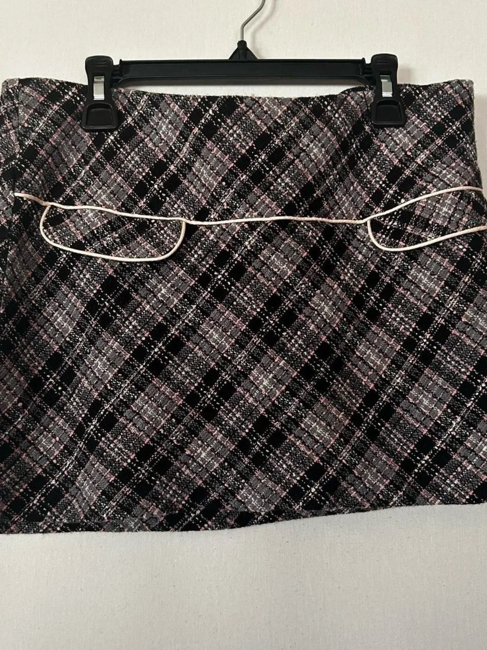 Vintage Y2K tweed plaid low rise mini skirt